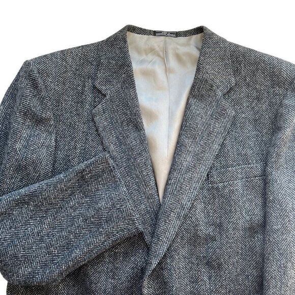 NWT Vintage Tweed Wool Sport Coat Jacket Men 46L Herringbone Gray Irvine Park - Picture 3 of 11